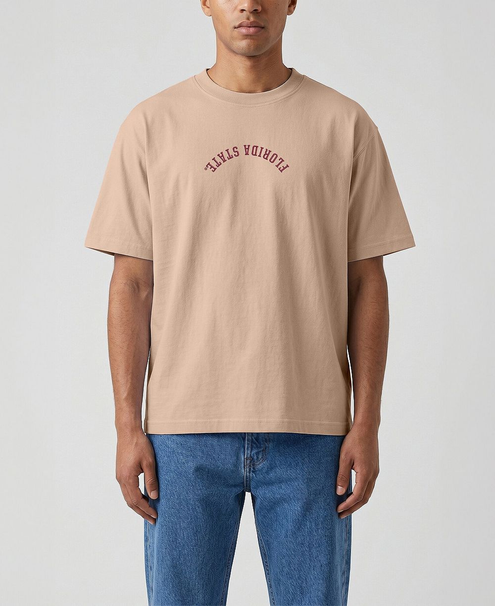 Мужская винтажная футболка Uscape Apparel Florida State Seminoles Tan Heavyweight Embroidered