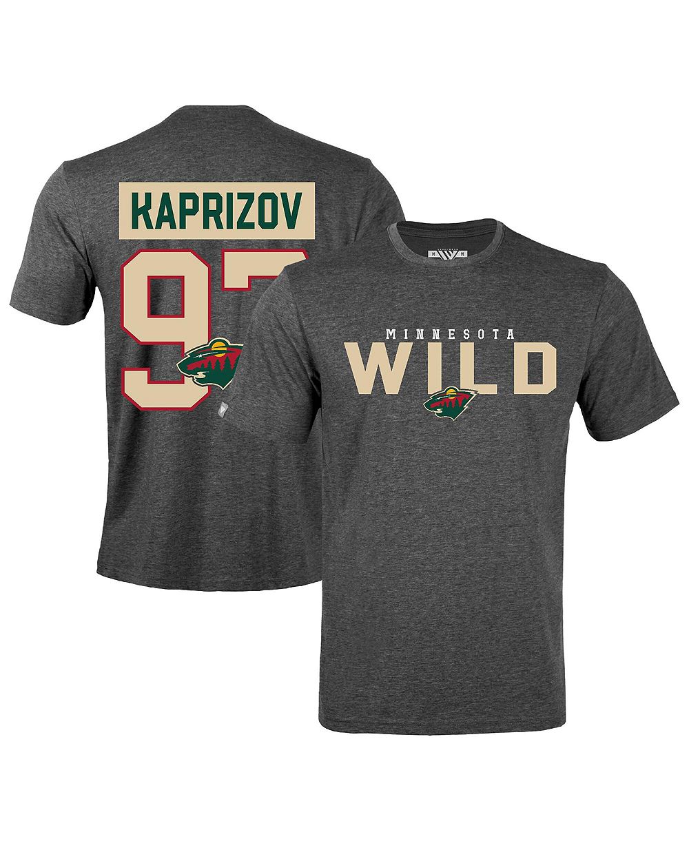 Мужская футболка LevelWear Gray Minnesota Wild Kirill Kaprizov Richmond Name & Number