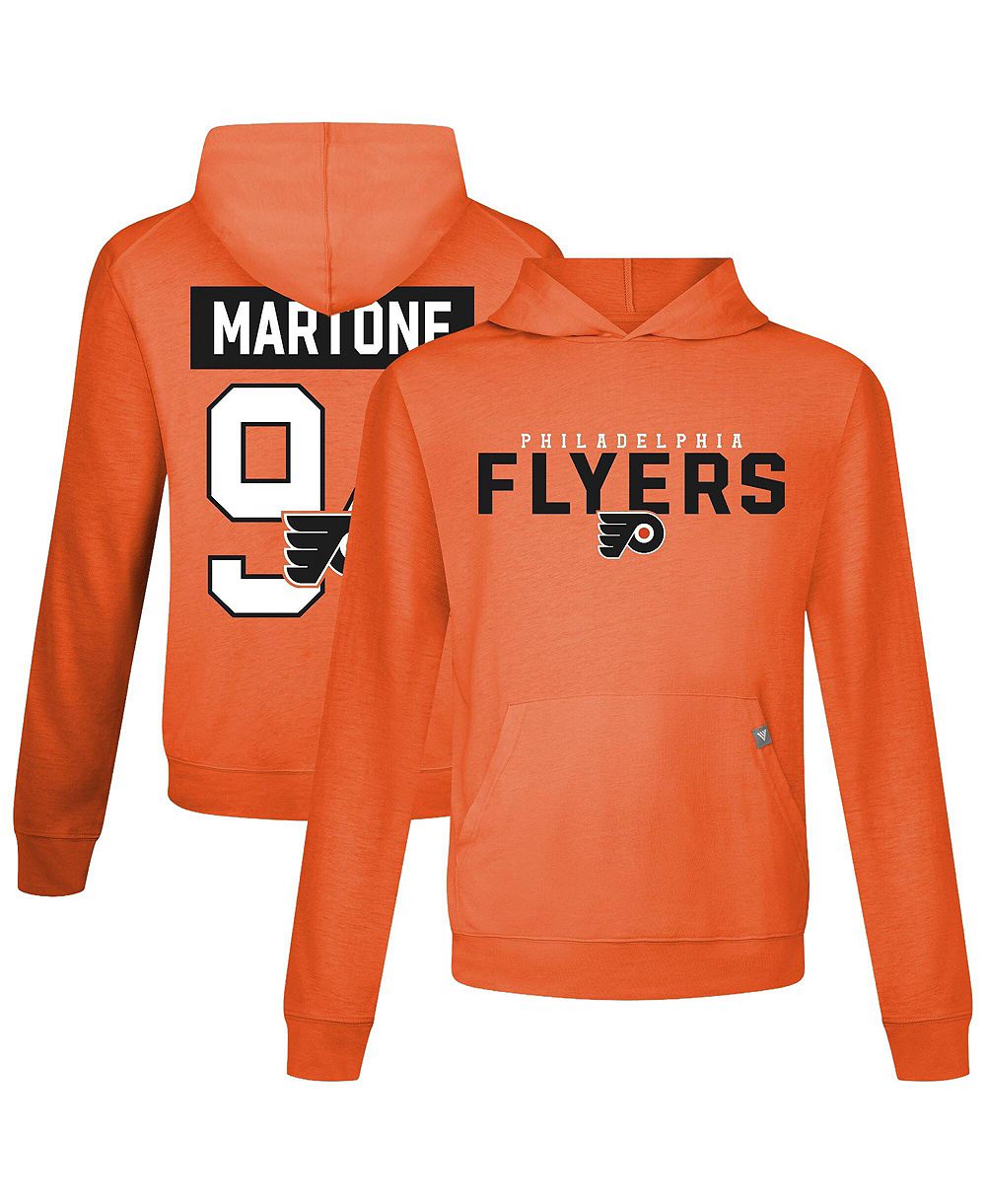 Мужская хлопковая футболка LevelWear Men's Porter Martone Orange Philadelphia Flyers Relay Name & Number Long Sleeve Hooded