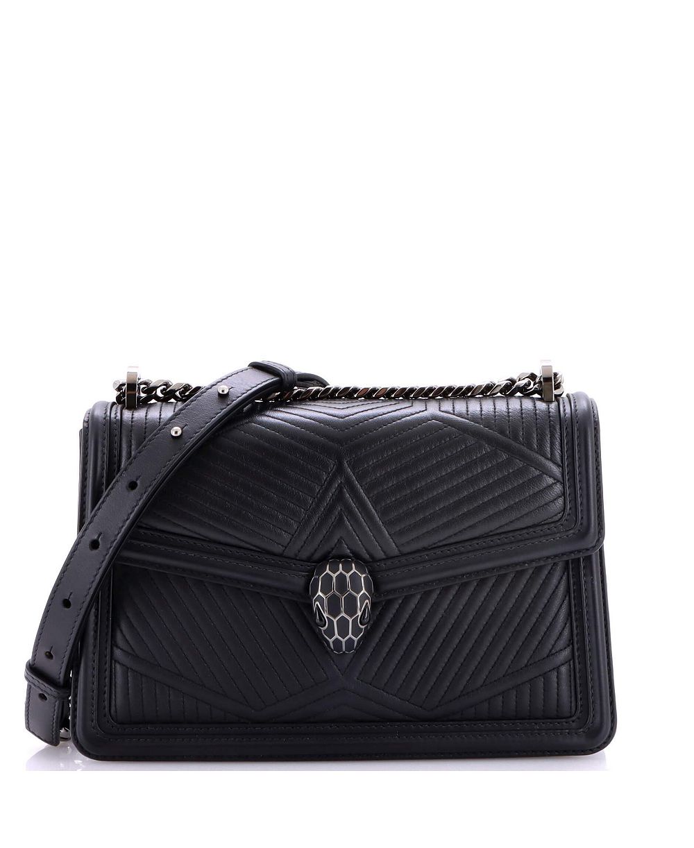 Pre-Owned Bvlgari Small Serpenti Forever Shoulder Bag Quilted Leather