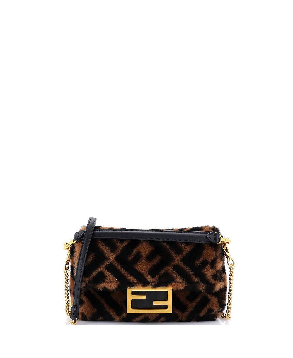 Pre-Owned Fendi сумка Mini Baguette NM Bag Zucca Shearling