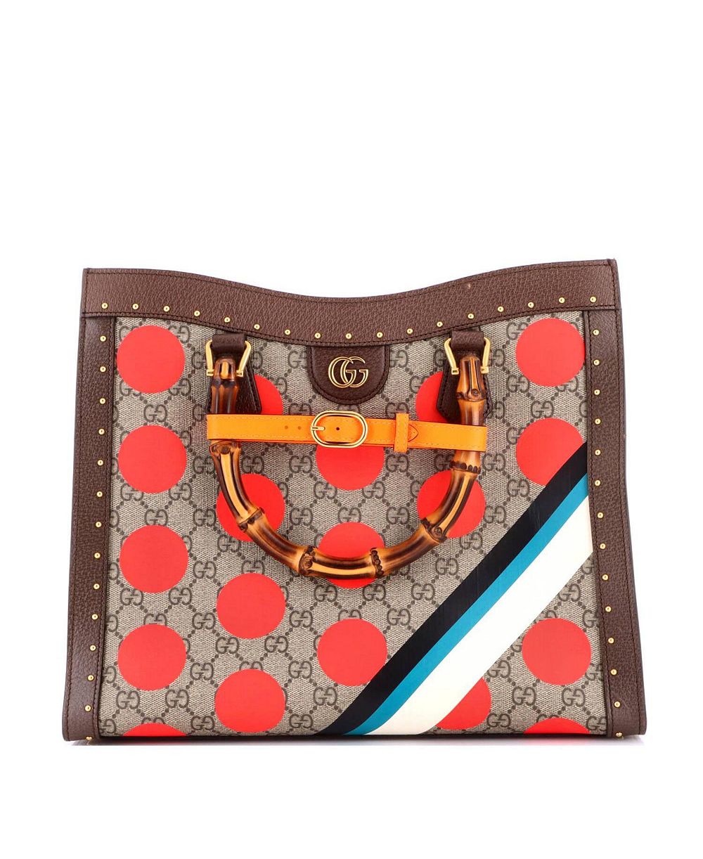 Сумка Gucci Diana NM Bamboo Handle Printed GG Coated Canvas and Studded Leather