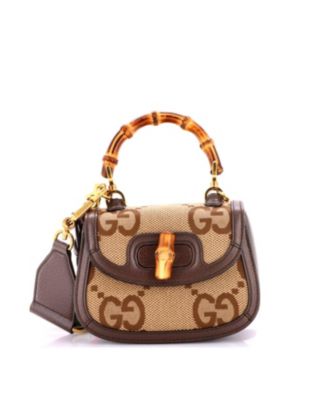 Б/у мини-сумка Gucci Bamboo 1947 с ручкой, холст GG Jumbo