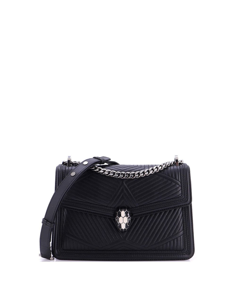 Pre-Owned Bvlgari Small Serpenti Forever Shoulder Bag Quilted Leather