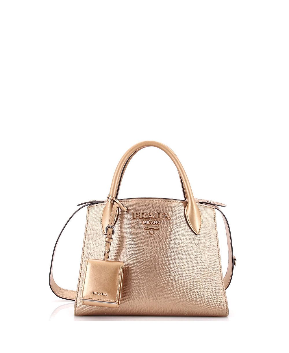Pre-Owned Prada Small Monochrome Tote Saffiano with City Calf