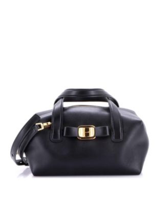 Б/у кожаная сумка-боулинг Salvatore Ferragamo Mini Vara Plate Convertible