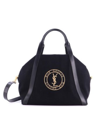 Pre-Owned Saint Laurent Rive Gauche Bowling Bag Embroidered Canvas