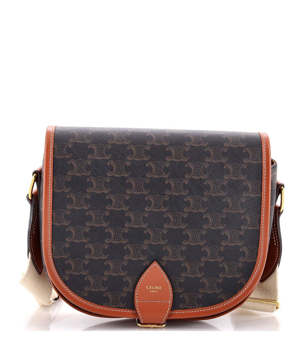 Сумка Celine Large Folco Bag Triomphe Coated Canvas (Pre-Owned)