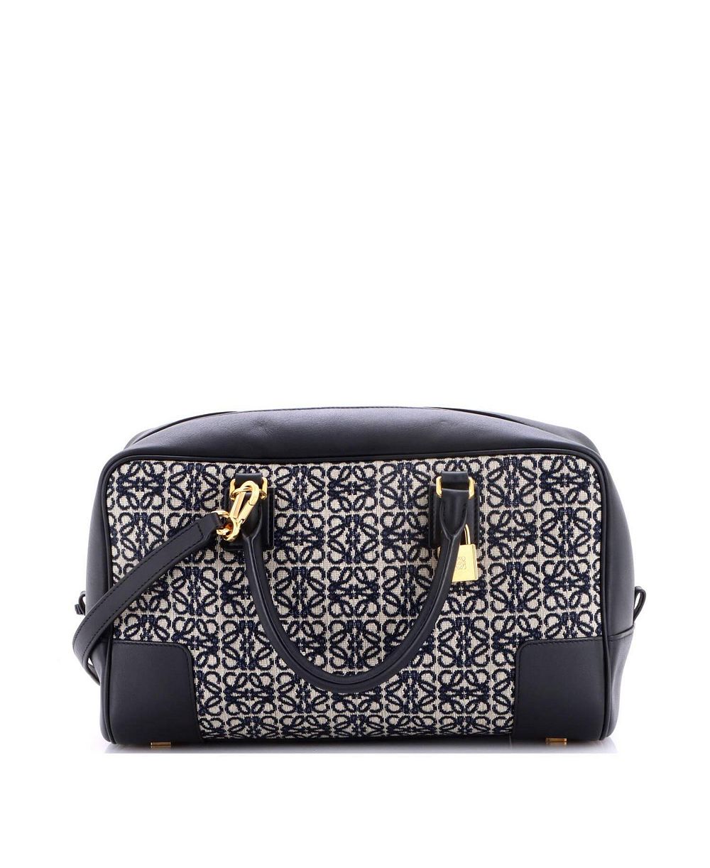 Pre-Owned Loewe 28 Amazona Bag Leather and Jacquard Canvas