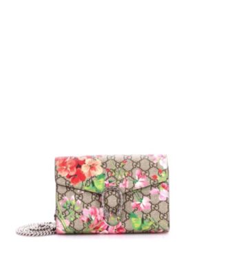 Pre-Owned Gucci Small Dionysus Chain Wallet Blooms Print GG Coated Canvas