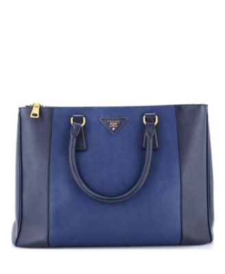 Сумка-тоут Prada из кожи Сафьяно, средняя, двухцветная, с двойной молнией, б/у