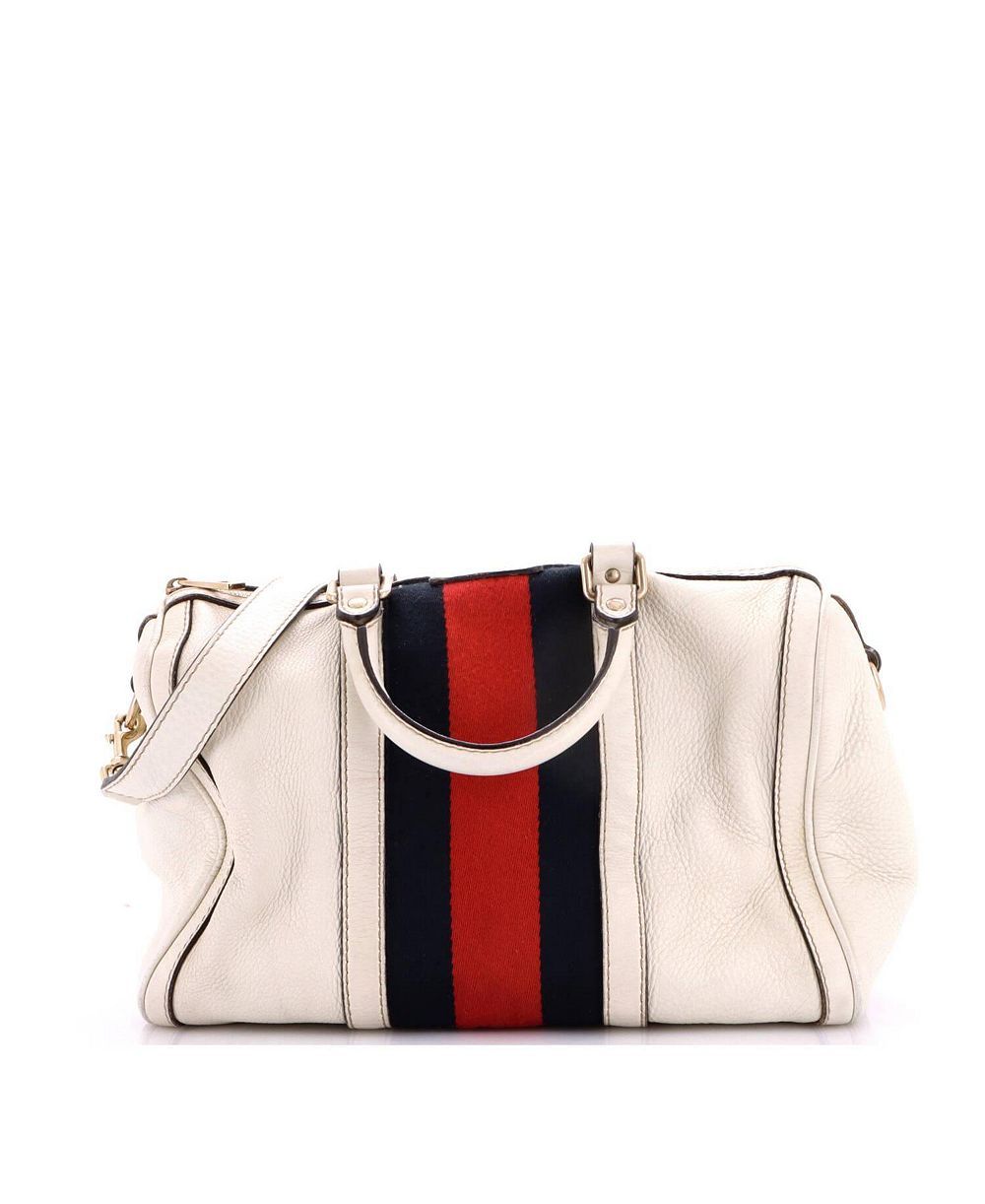 Gucci Винтажная кожаная сумка Boston Web, б/у, размер Medium