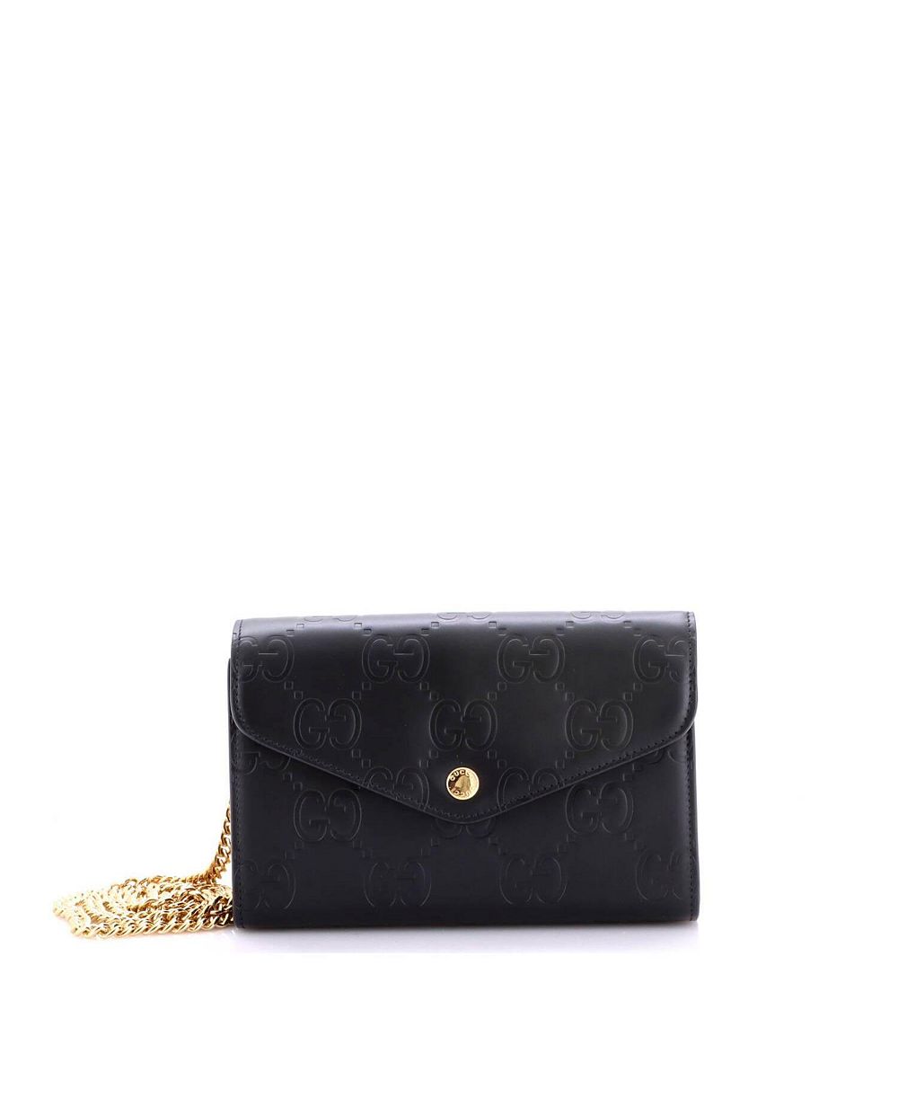 Pre-Owned Gucci Envelope Wallet on Chain Guccissima Leather