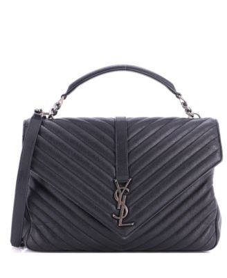 Pre-Owned Saint Laurent Large Classic Monogram College Bag Matelasse Chevron Leather