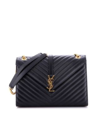 Pre-Owned Saint Laurent Large Classic Monogram Envelope Satchel Matelasse Chevron Leather