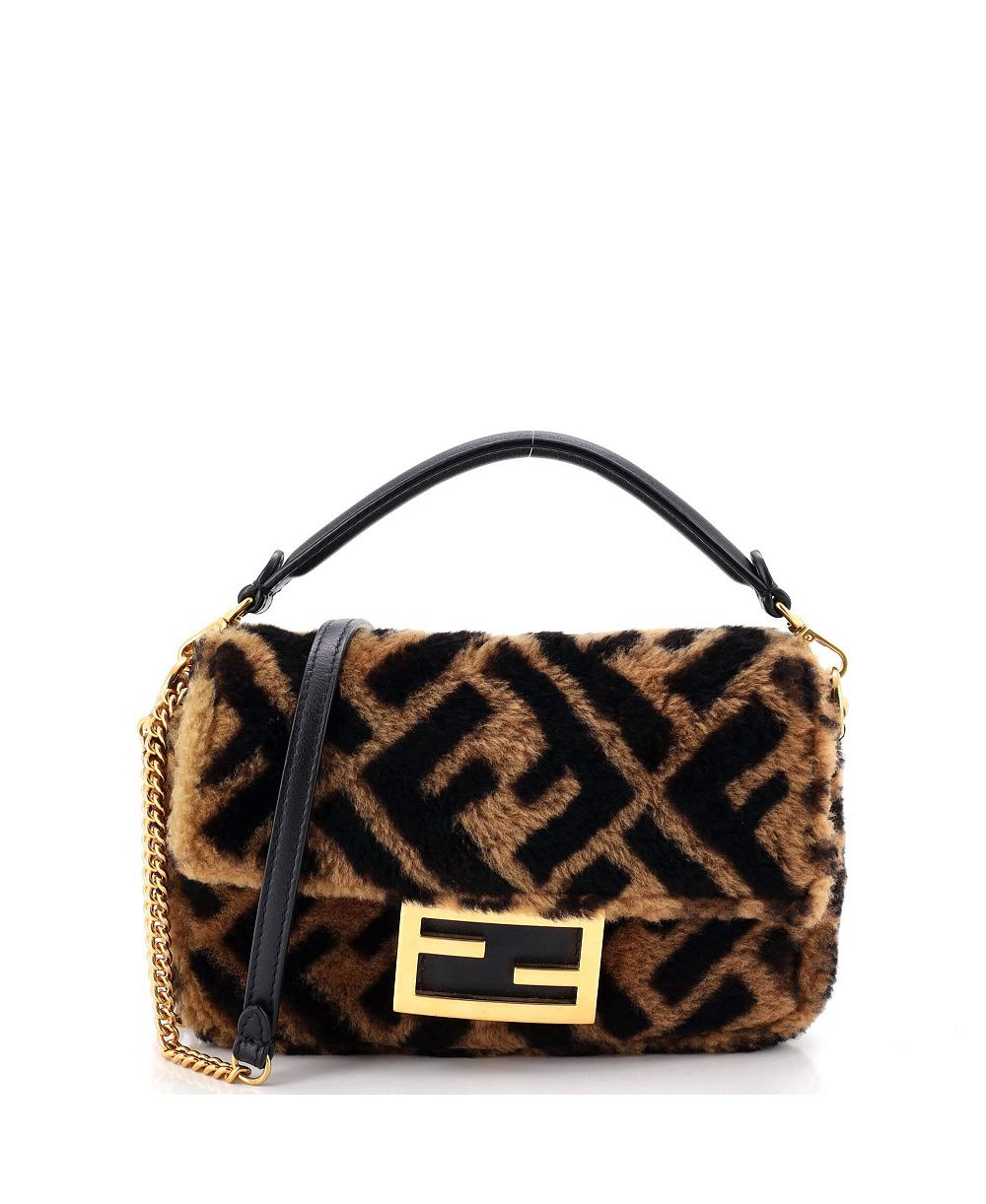 Мини-сумка Pre-Owned Fendi Mini Baguette NM Bag Zucca Shearling