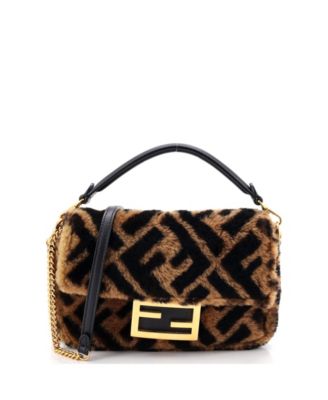 Мини-сумка Pre-Owned Fendi Mini Baguette NM Bag Zucca Shearling