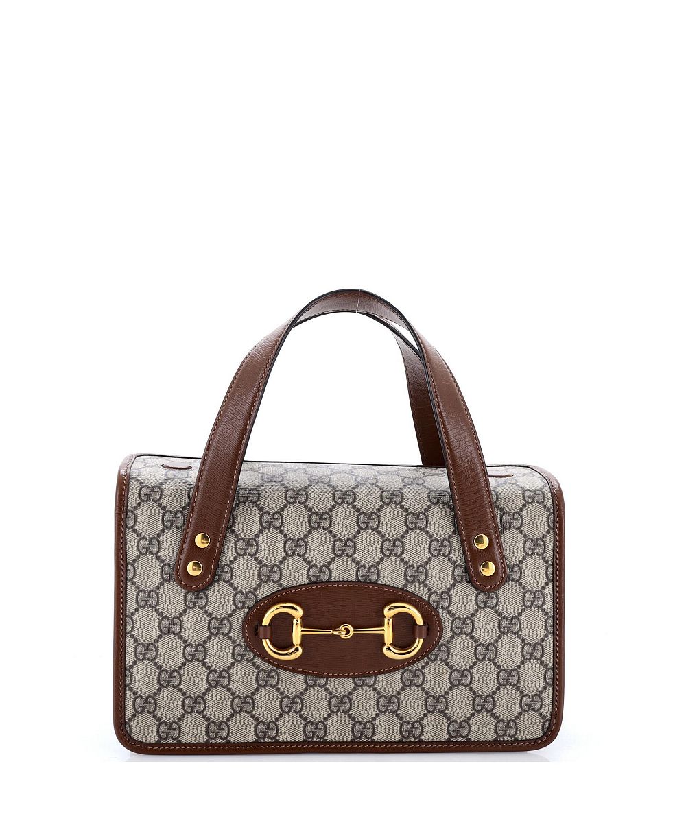 Сумка Gucci Small Horsebit 1955 Boston Bag из прорезиненного полотна GG