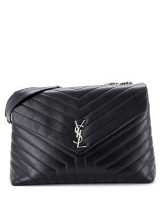 Pre-Owned Saint Laurent Large Loulou Shoulder Bag Matelasse Chevron Leather