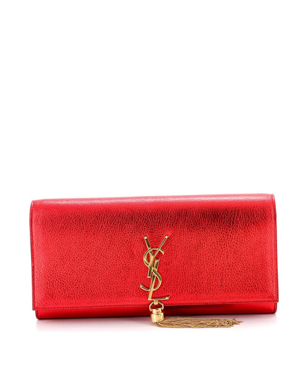 Saint Laurent кожаный клатч с кисточкой