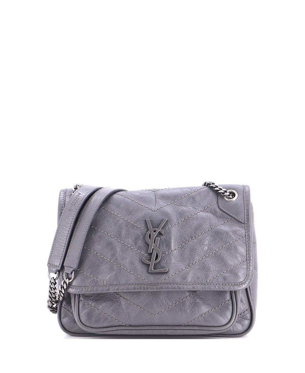 Pre-Owned Saint Laurent Baby Niki Chain Flap Bag Matelasse Chevron Leather