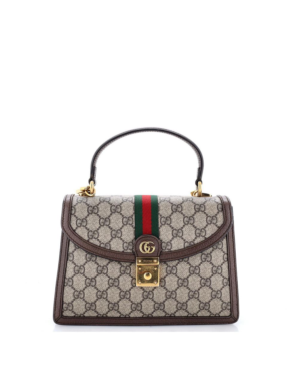Pre-Owned Gucci Small Ophidia Flap Top Handle Bag GG Coated Canvas