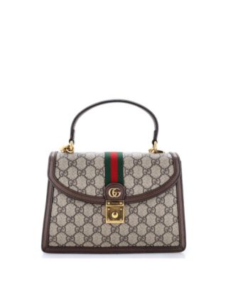 Pre-Owned Gucci Small Ophidia Flap Top Handle Bag GG Coated Canvas