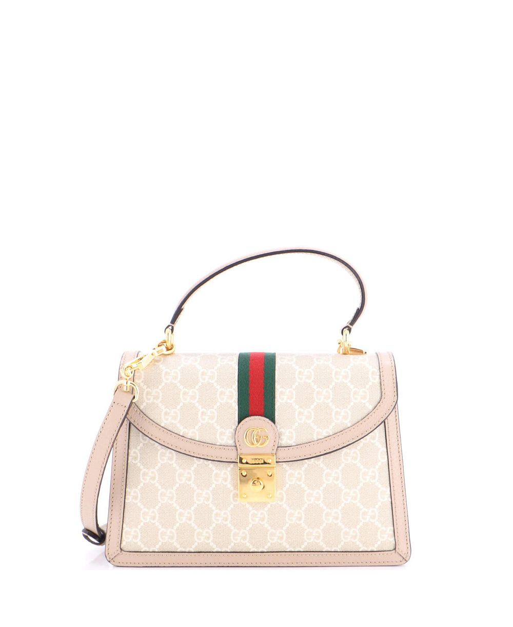 Pre-Owned Gucci Small Ophidia Flap Top Handle Bag GG Coated Canvas