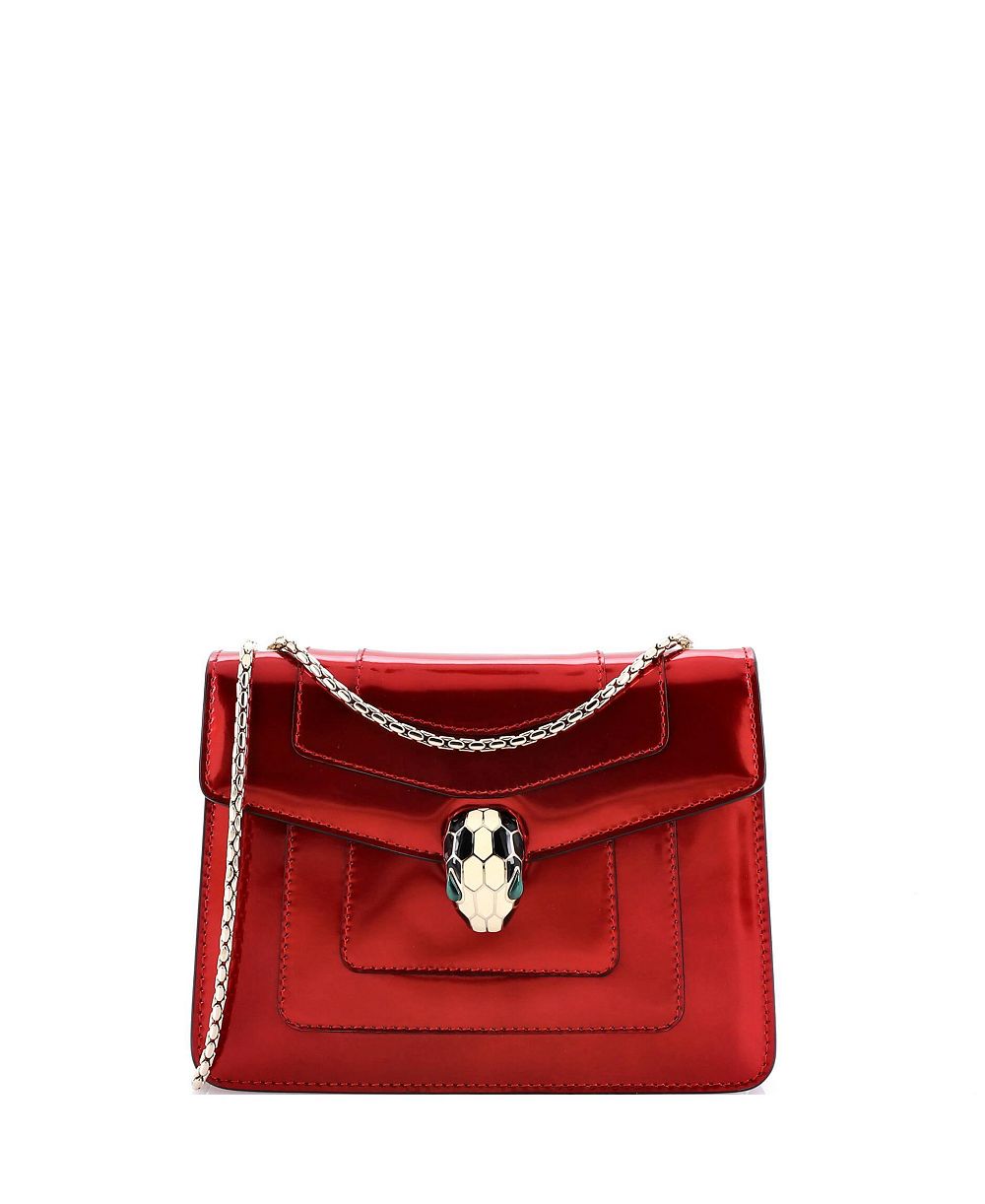 Bvlgari б/у маленькая сумка Serpenti Forever Square из металлической кожи
