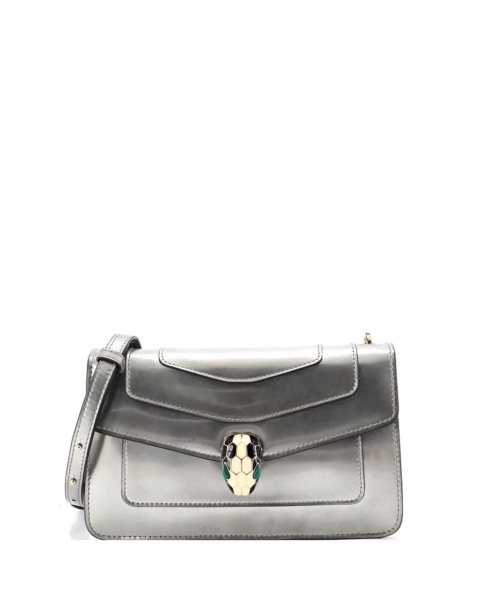 Pre-Owned Bvlgari Small Serpenti Forever Shoulder Bag Metallic Leather