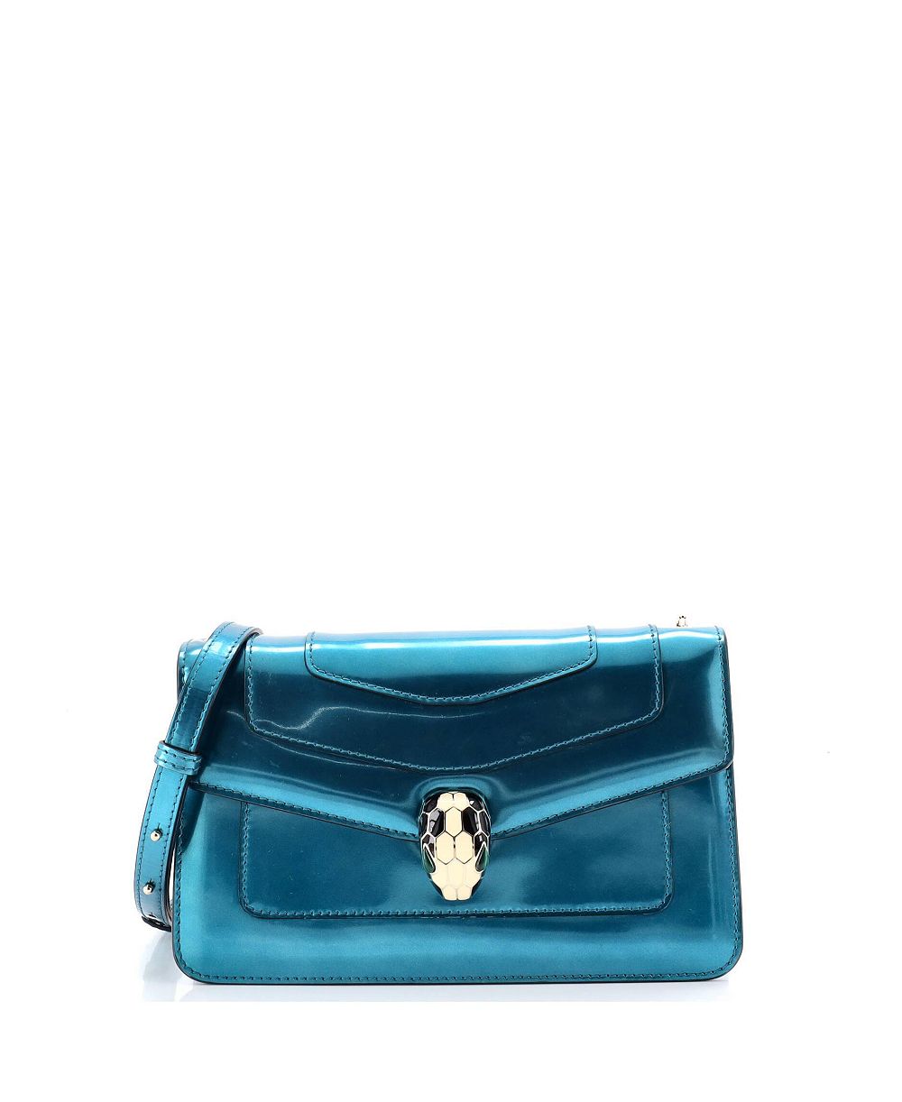 Б/у плечевая сумка Bvlgari Small Serpenti Forever из металлизированной кожи