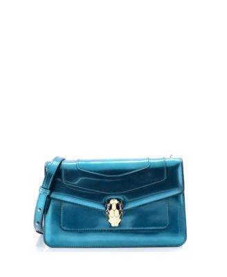 Б/у плечевая сумка Bvlgari Small Serpenti Forever из металлизированной кожи