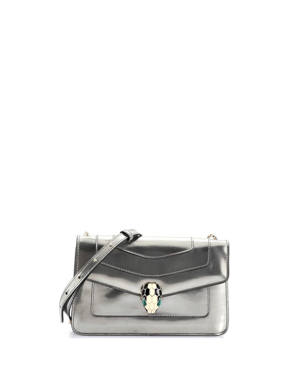 Pre-Owned Bvlgari Small Serpenti Forever Shoulder Bag Metallic Leather