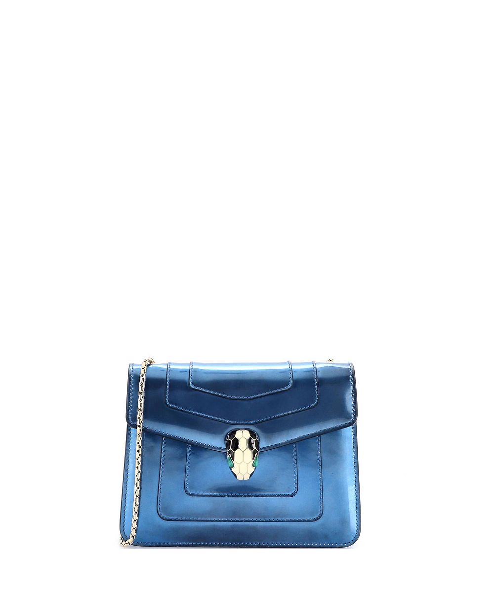 Pre-Owned Bvlgari Small Serpenti Forever Square Shoulder Bag Metallic Leather