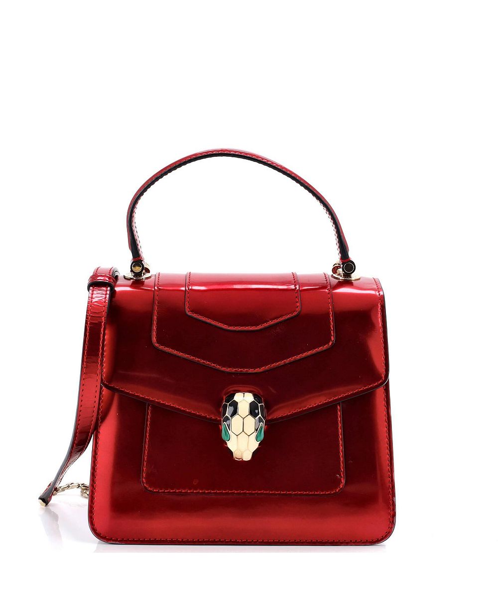 Bvlgari Small Serpenti сумка с ручкой из лакированной кожи, б/у