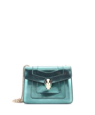 Pre-Owned Bvlgari Small Serpenti Forever Square Shoulder Bag Metallic Leather