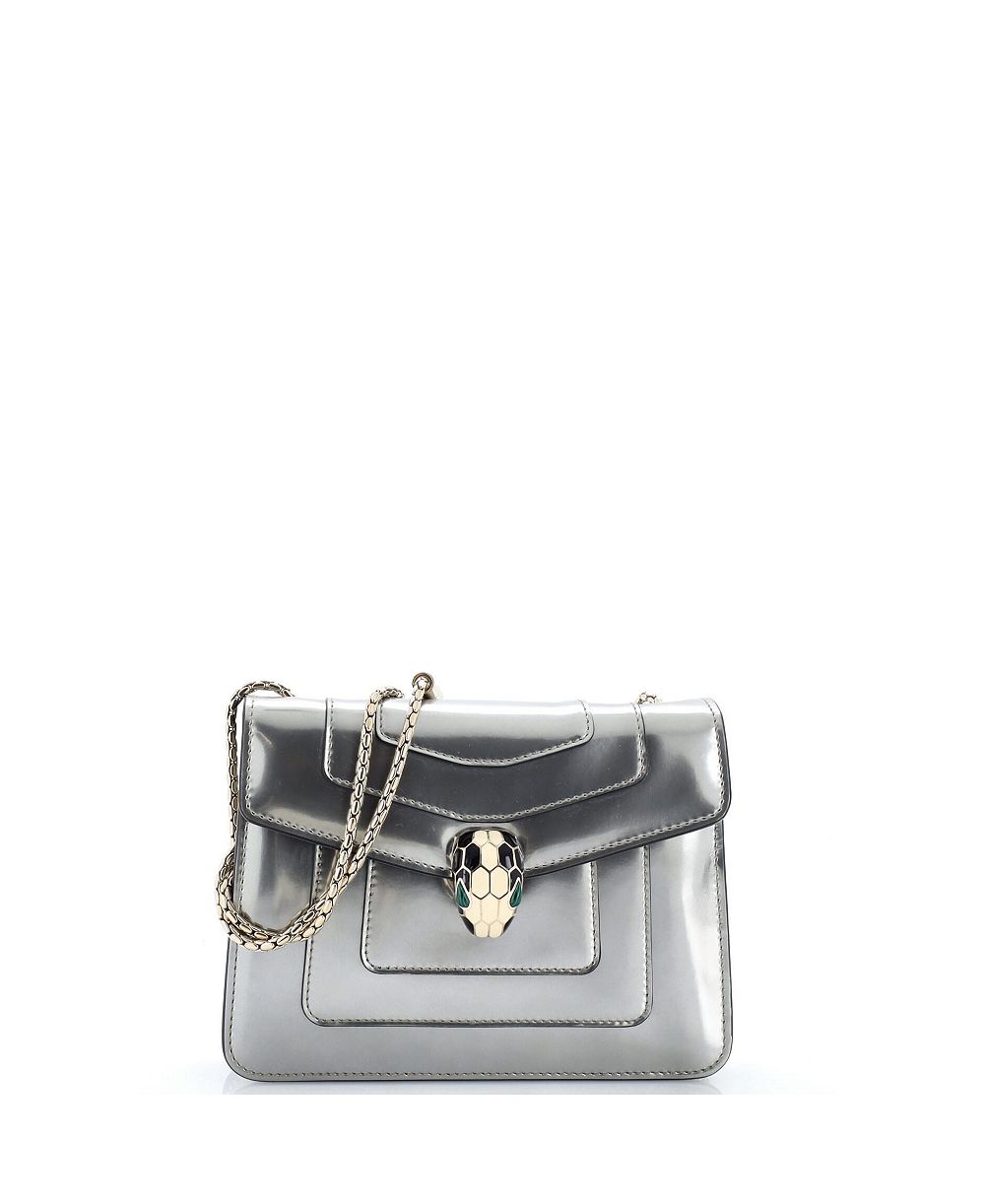 Pre-Owned Bvlgari Small Serpenti Forever Square Shoulder Bag Metallic Leather
