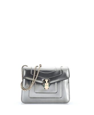 Pre-Owned Bvlgari Small Serpenti Forever Square Shoulder Bag Metallic Leather