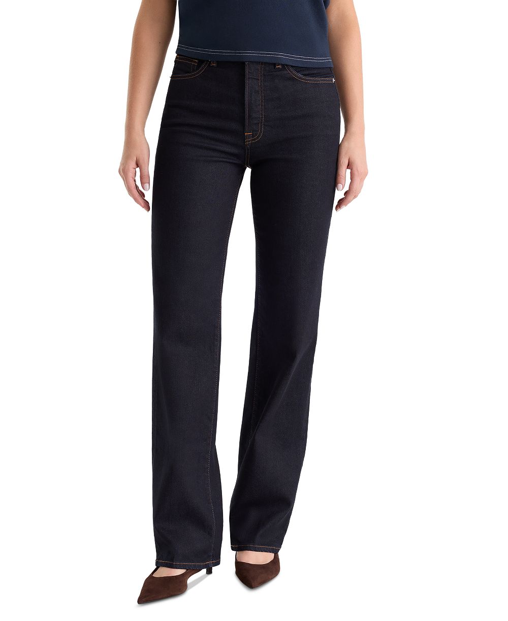 Good American Petite True Straight High-Waisted Jeans