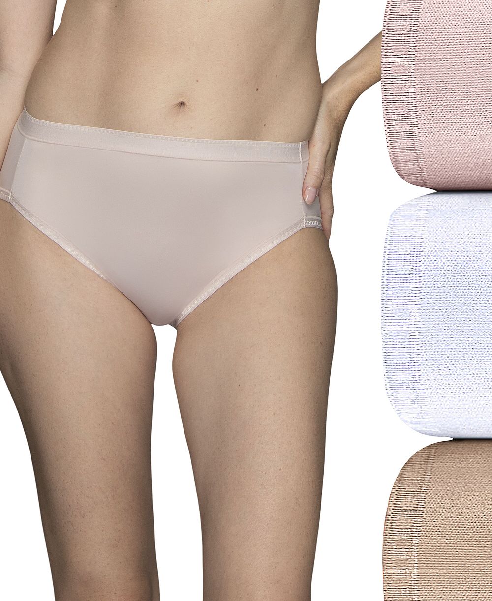 Vanity Fair Lingerie Women's Comfort Where It Counts Hi-Cut Brief, 3-Pack