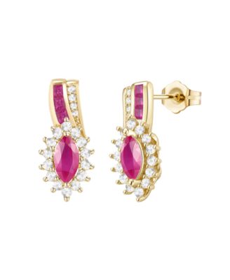 Серьги Macy's Ruby (3/4 карата суммарно) и Diamond (3/8 карата суммарно) в желтом золоте 14k