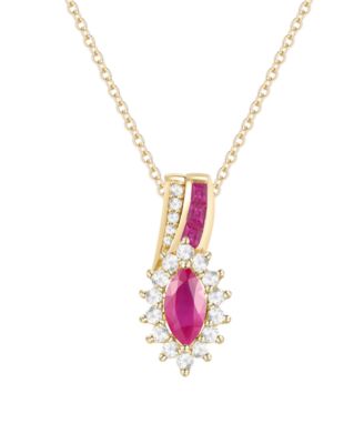 Подвеска с рубином (5/8 ct. t.w.) и бриллиантом (1/4 ct. t.w.) в оправе из 14k Yellow Gold
