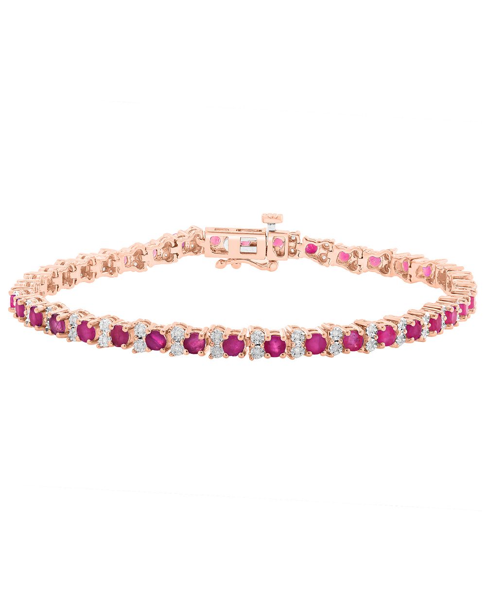 EFFY Collection Diamond and Ruby Bracelet (1/4 ct. t.w. Diamond, 3-7/8 ct. t.w. Ruby) in 14k Rose Gold Plated Sterling Silver