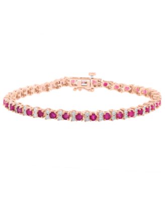 EFFY Collection Diamond and Ruby Bracelet (1/4 ct. t.w. Diamond, 3-7/8 ct. t.w. Ruby) in 14k Rose Gold Plated Sterling Silver