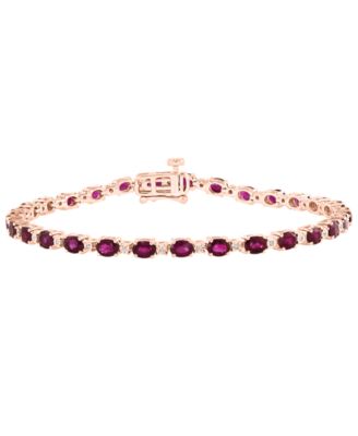 EFFY Collection Diamond (1/20 ct. t.w.) and Ruby (6-1/3 ct. t.w.) Tennis Bracelet in 14k Rose Gold Plated over Sterling Silver