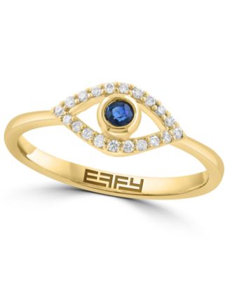 EFFY Collection Diamond (1/10 ct. t.w.) and Sapphire (1/10 ct. t.w.) Ring in 14k Yellow Gold