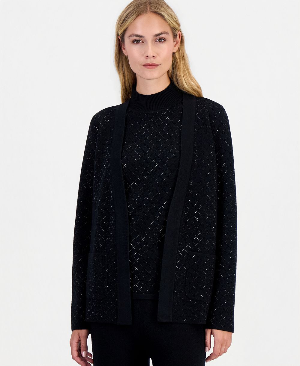 Anne Klein Women's Heatset Diamond Open-Front Cardigan