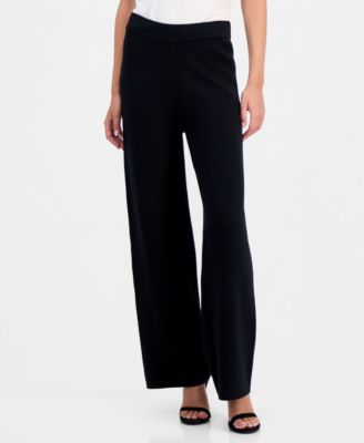 Anne Klein Women's Heatset Sweater Wide-Leg Pull-On Knit Pants