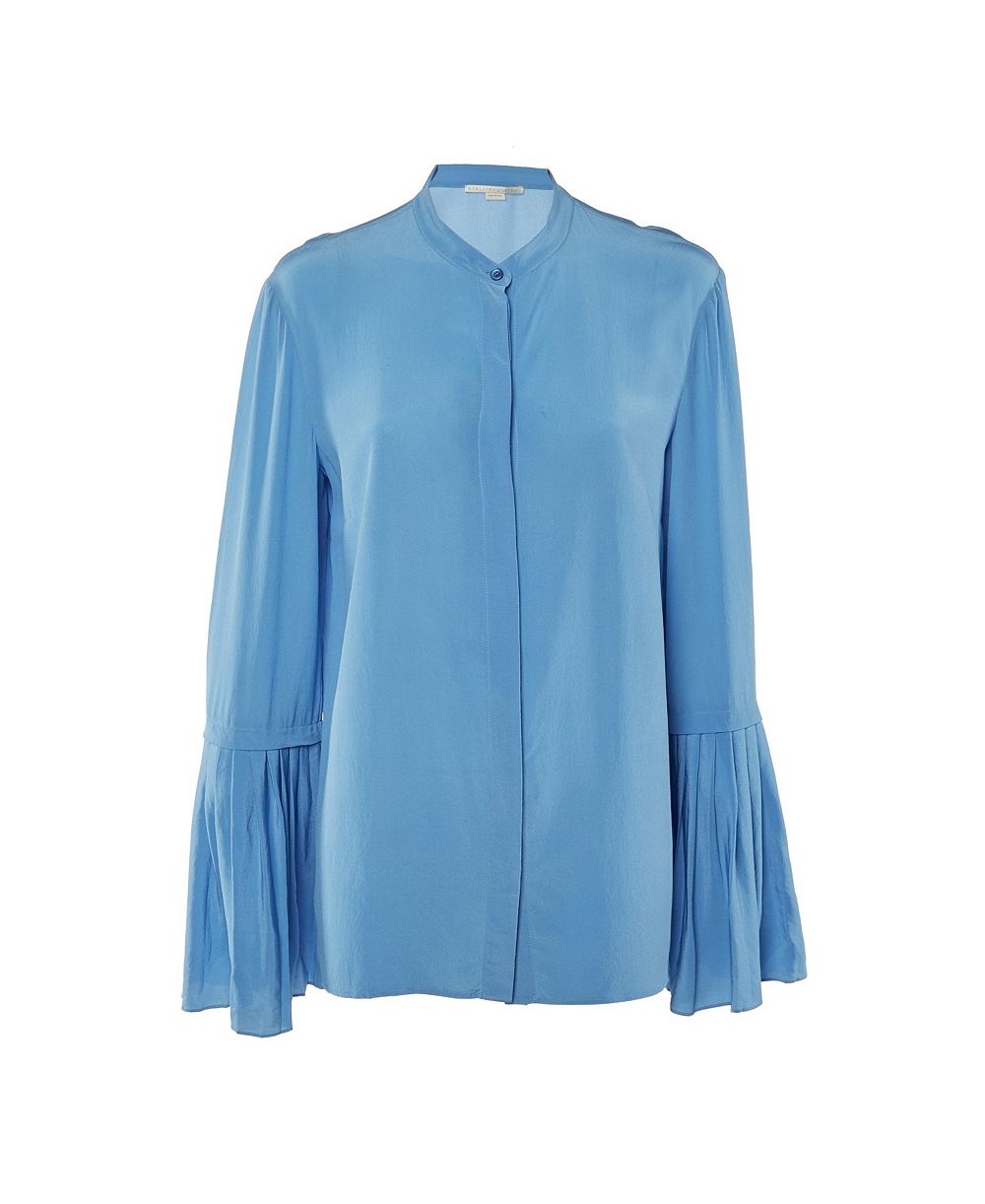 Pre-Owned Stella Mccartney Women's Pleated Flared-Sleeve Silk Blouse