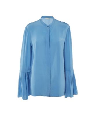 Stella McCartney Женская шелковая блузка с плиссировкой и расклешенными рукавами